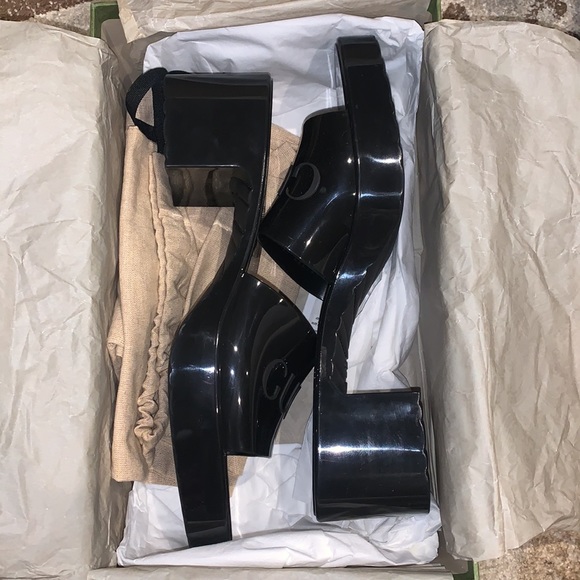 *Brand New* GUCCI Rubber Logo Platform Slide Sandal size 11 - Picture 6 of 8
